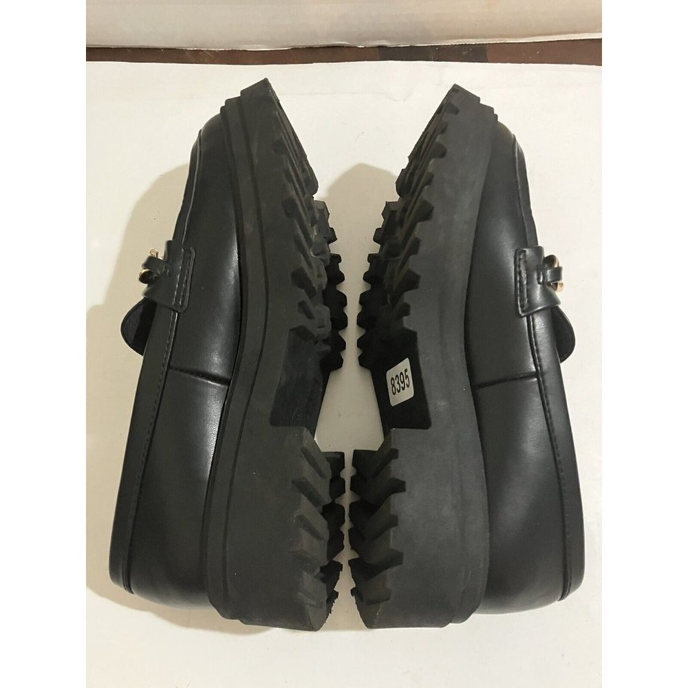 A New Day Women's Size 7.5 Black Gold Chain chunky Platform Loafers shoes - Picture 7 of 8